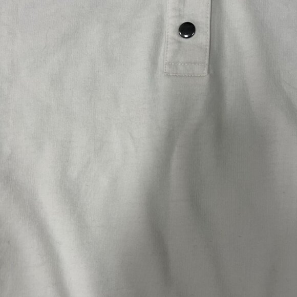 Women’s White Snap Button Mock Neck Pullover Sweatshirt Size L 60% Cotton Blend - Picture 4 of 8